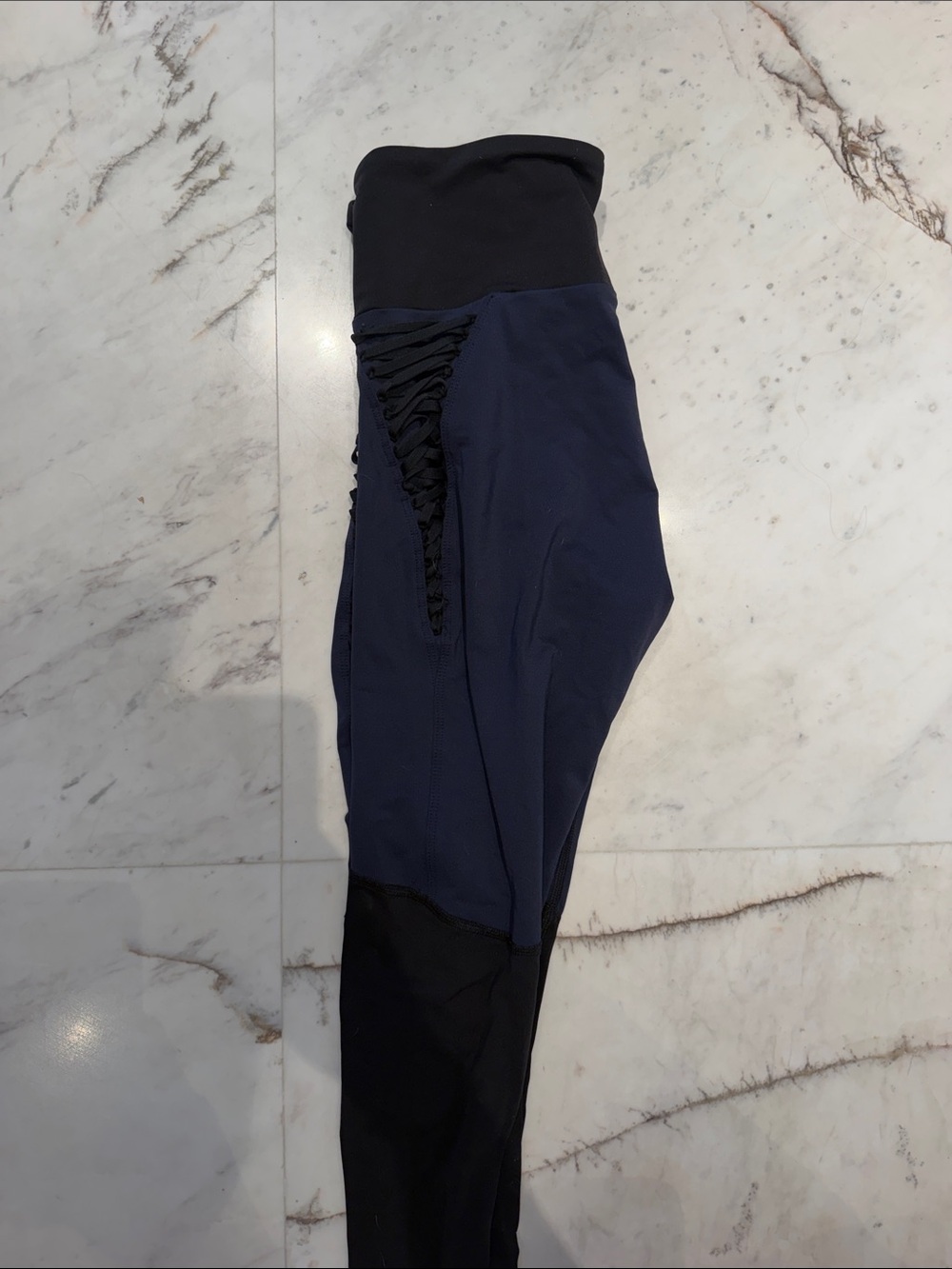 MICHI Black and Navy Leggings with Side Braided Detail sz:S 27”